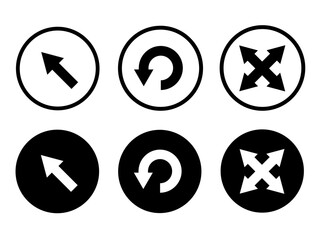 Set arrow icons in modern style are located on white and black backgrounds. The pack has six icons.