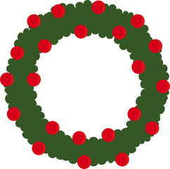 Christmas wreath. Flat design.