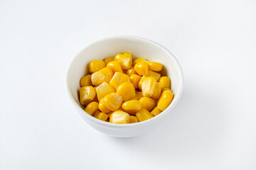 organic corn in the white bowl
