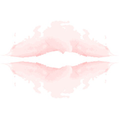 Abstract watercolor stain in the shape of lips in a trendy soft pink color. Abstract. Isolate
