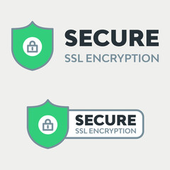 Secure connection icon vector illustration isolated on white background, flat style secured ssl shield symbols, protected safe data encryption technology, https certificate privacy sign - 523256670