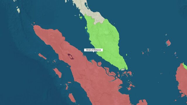 Zoom in to the map of Strait of Malacca with text, textless