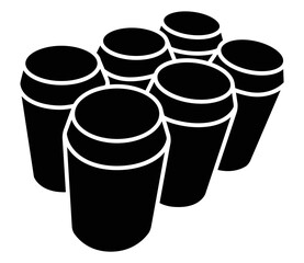 Six pack or multi-pack of cans flat vector icon for food apps and websites