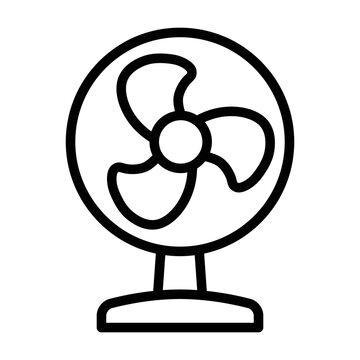 recommend clip art: Small table fan for cooling line art vector icon for apps and websites