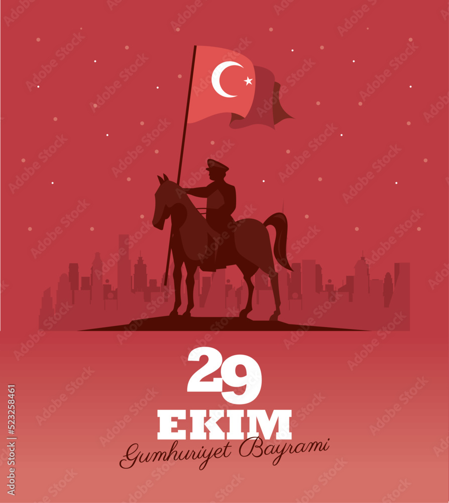 Wall mural 29 ekim bayrami letterign card