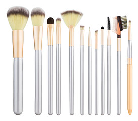 Makeup brush set mockup isolated on white background