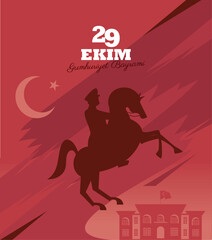 29 ekim bayrami letterign postcard