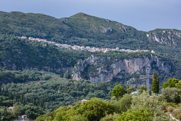 Fototapeta na wymiar Lakones village, view from Palaiokastritsa village, Corfu Island in Greece
