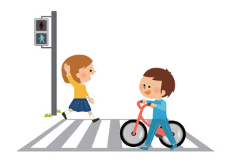 交通安全　横断歩道を渡る自転車
 - obrazy, fototapety, plakaty