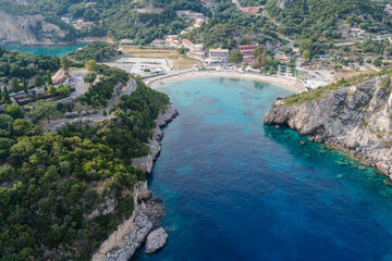 Ampelaki Bay in Palaiokastritsa village, Corfu Island in Greece