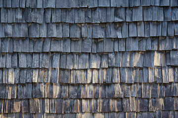 Square wooden shingles, grey, weathered, texture