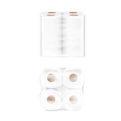 Kitchen towels package mockup. Vector illustration isolated on white background. Front and up view. Can be use for template your design, presentation, promo, ad. EPS10.	