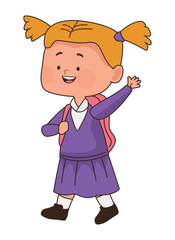 blond little student girl