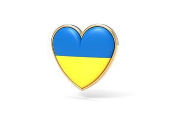 3d illustration of ukraine heart badge isolated