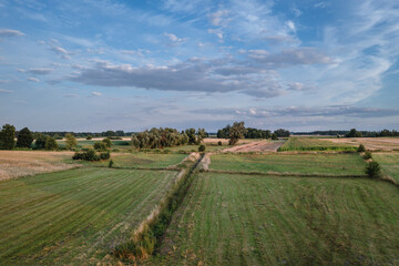 Fototapeta na wymiar Aerial drone photo of fields in Mazowsze region of Poland