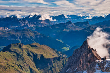 Fototapeta na wymiar View south from Marmolada, Dolomites, Italy