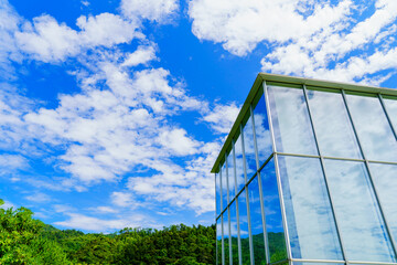 島根県立古代出雲歴史博物館と青い空