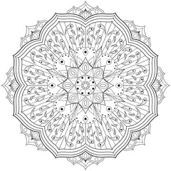 mandala geométrico y complejo para colorear