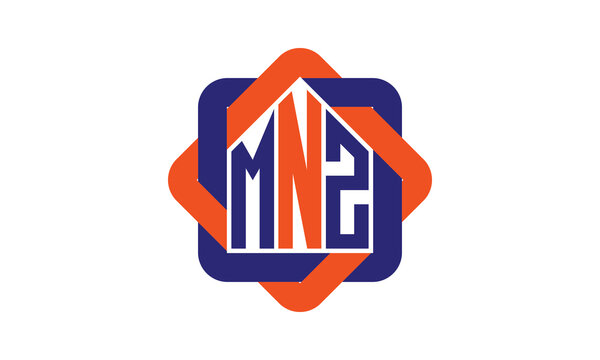 MNZ three letter real estate logo with home icon logo design vector template | construction logo | housing logo | engineering logo | initial letter logo | minimalist logo | property logo |