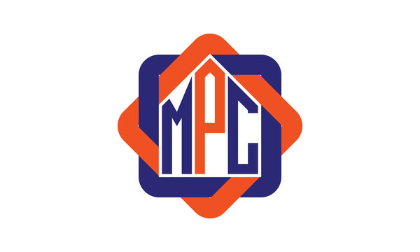 MPC three letter real estate logo with home icon logo design vector template | construction logo | housing logo | engineering logo | initial letter logo | minimalist logo | property logo |