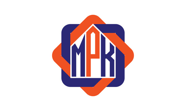 MPK three letter real estate logo with home icon logo design vector template | construction logo | housing logo | engineering logo | initial letter logo | minimalist logo | property logo |
