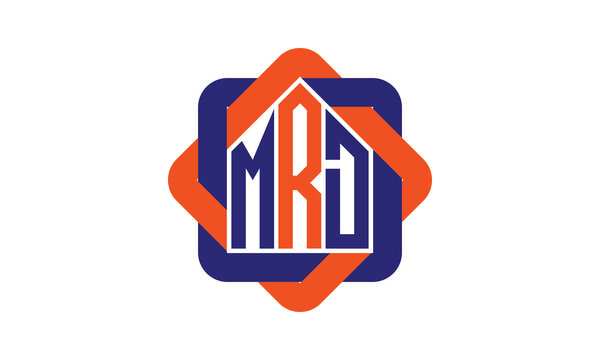 MRD three letter real estate logo with home icon logo design vector template | construction logo | housing logo | engineering logo | initial letter logo | minimalist logo | property logo |