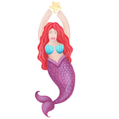 Cute watercolor mermaid 