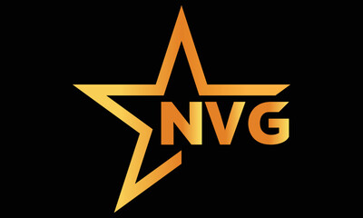 NVG golden luxury star icon three letter logo design vector template. royal logo | luxury logo | jewelry logo | premium logo | iconic logo | Victoria logo |