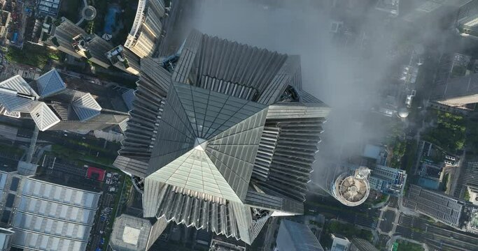 Aerial footage of landscape in shenzhen city, China
