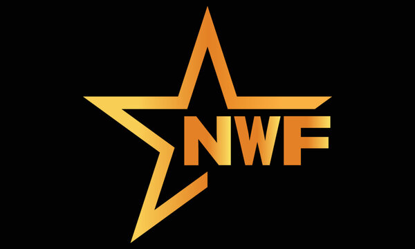 NWF golden luxury star icon three letter logo design vector template. royal logo | luxury logo | jewelry logo | premium logo | iconic logo | Victoria logo |