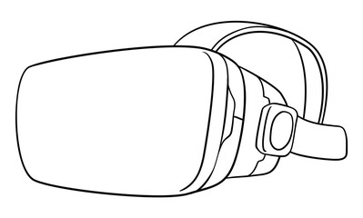 Virtual reality headset in outline to coloring, Vector illustration