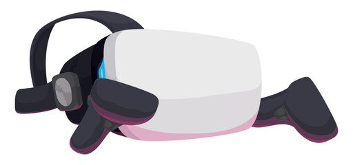 Virtual reality visor with controllers ready to use it, Vector illustration
