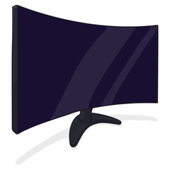 Ultrawide and curved computer monitor in cartoon style, Vector illustration