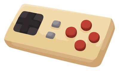 Old and beige colored videogame controller over white background, Vector illustration