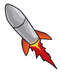 Flying rocket with firewake trail, Vector illustration