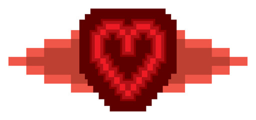 Fototapeta premium Red heart soaked in blood in pixel art style, Vector illustration