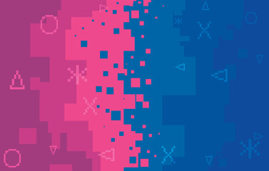 Pixel art background like a retro video game, Vector illustration