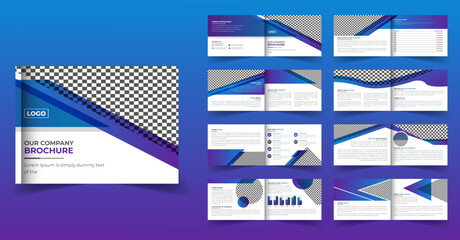 16 pages landscape company profile brochure design or multipage brochure template design