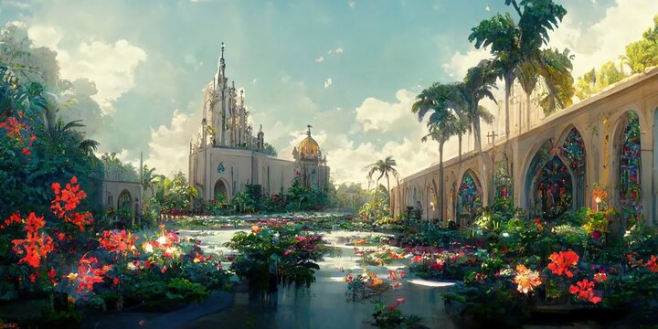 church in the park. Generative AI Technology