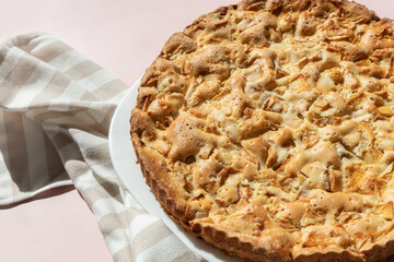 Homemade apple pie top view