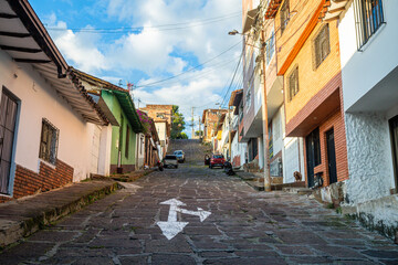 Fototapeta na wymiar street view of san gil village in santander district, colombia