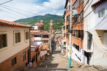 street view of san gil village in santander district, colombia