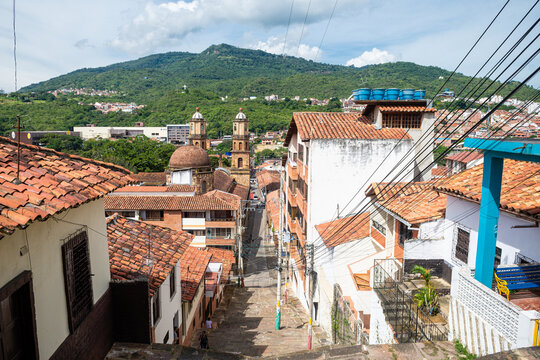 street view of san gil village in santander district, colombia
