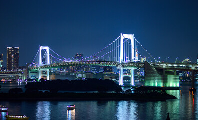 Obraz premium お台場から見たレインボーブリッジの夜景