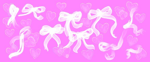pink ribbon heart background pattern image 