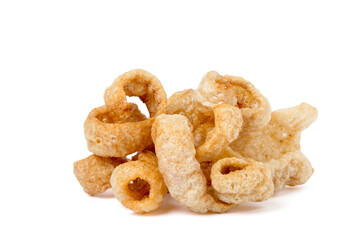 Fried pork skin. isolated on white background.