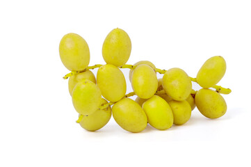 Golden yellow fresh dates. on white background.
