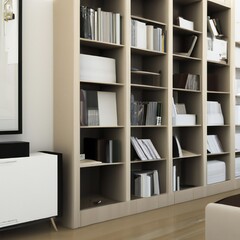Bookshelves in a Modern Living Room