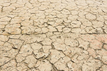 ひでりの畑　ひび割れた土　砂漠化水不足