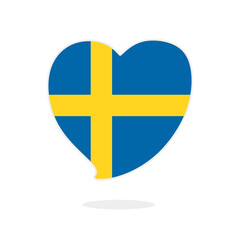 Sweden flag heart isolated on white background. Flag of Sweden in the shape of a heart. Flag of the Sweden vector illustration